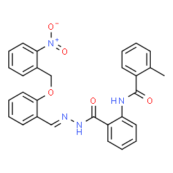 ChemSpider 2D Image | 2-Methyl-N-(2-{[(2E)-2-{2-[(2-nitrobenzyl)oxy]benzylidene}hydrazino]carbonyl}phenyl)benzamide | C29H24N4O5