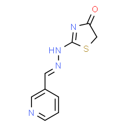 ChemSpider 2D Image | 2-[(2E)-2-(3-Pyridinylmethylene)hydrazino]-1,3-thiazol-4(5H)-one | C9H8N4OS