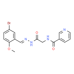 ChemSpider 2D Image | N-{2-[(2E)-2-(5-Bromo-2-methoxybenzylidene)hydrazino]-2-oxoethyl}nicotinamide | C16H15BrN4O3