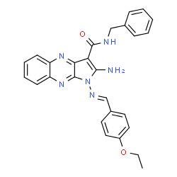 ChemSpider 2D Image | 2-Amino-N-benzyl-1-[(E)-(4-ethoxybenzylidene)amino]-1H-pyrrolo[2,3-b]quinoxaline-3-carboxamide | C27H24N6O2
