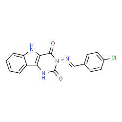 ChemSpider 2D Image | 3-[(E)-(4-Chlorobenzylidene)amino]-1H-pyrimido[5,4-b]indole-2,4(3H,5H)-dione | C17H11ClN4O2