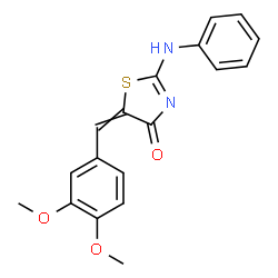 ChemSpider 2D Image | 2-Anilino-5-(3,4-dimethoxybenzylidene)-1,3-thiazol-4(5H)-one | C18H16N2O3S