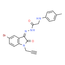 ChemSpider 2D Image | N'-[(3Z)-5-Bromo-2-oxo-1-(2-propyn-1-yl)-1,2-dihydro-3H-indol-3-ylidene]-2-[(4-methylphenyl)amino]acetohydrazide | C20H17BrN4O2
