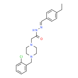 ChemSpider 2D Image | 2-[4-(2-Chlorobenzyl)-1-piperazinyl]-N'-[(E)-(4-ethylphenyl)methylene]acetohydrazide | C22H27ClN4O