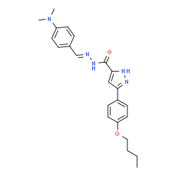 ChemSpider 2D Image | 3-(4-Butoxyphenyl)-N'-{(E)-[4-(dimethylamino)phenyl]methylene}-1H-pyrazole-5-carbohydrazide | C23H27N5O2