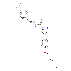 ChemSpider 2D Image | N'-{(E)-[4-(Dimethylamino)phenyl]methylene}-3-[4-(pentyloxy)phenyl]-1H-pyrazole-5-carbohydrazide | C24H29N5O2