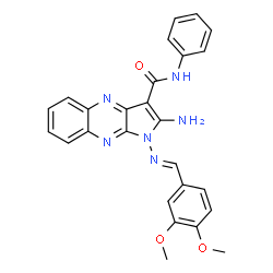 ChemSpider 2D Image | 2-Amino-1-[(E)-(3,4-dimethoxybenzylidene)amino]-N-phenyl-1H-pyrrolo[2,3-b]quinoxaline-3-carboxamide | C26H22N6O3