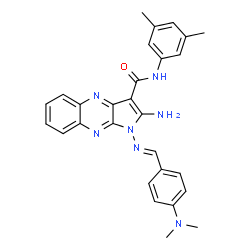 ChemSpider 2D Image | 2-Amino-1-{(E)-[4-(dimethylamino)benzylidene]amino}-N-(3,5-dimethylphenyl)-1H-pyrrolo[2,3-b]quinoxaline-3-carboxamide | C28H27N7O