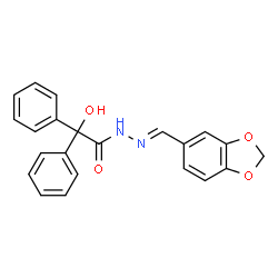 ChemSpider 2D Image | N'-[(E)-1,3-Benzodioxol-5-ylmethylene]-2-hydroxy-2,2-diphenylacetohydrazide | C22H18N2O4
