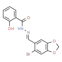ChemSpider 2D Image | N'-[(E)-(6-Bromo-1,3-benzodioxol-5-yl)methylene]-2-hydroxybenzohydrazide | C15H11BrN2O4