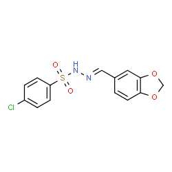 ChemSpider 2D Image | N'-[(E)-1,3-Benzodioxol-5-ylmethylene]-4-chlorobenzenesulfonohydrazide | C14H11ClN2O4S