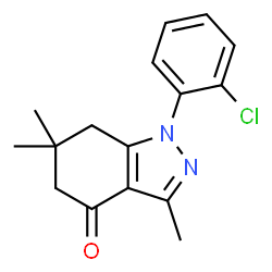 ChemSpider 2D Image | 1-(2-Chloro-phenyl)-3,6,6-trimethyl-1,5,6,7-tetrahydro-indazol-4-one | C16H17ClN2O