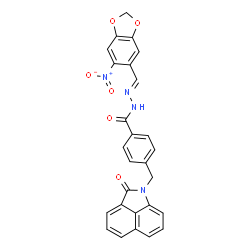 ChemSpider 2D Image | N'-[(E)-(6-Nitro-1,3-benzodioxol-5-yl)methylene]-4-[(2-oxobenzo[cd]indol-1(2H)-yl)methyl]benzohydrazide | C27H18N4O6