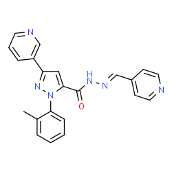 ChemSpider 2D Image | 1-(2-Methylphenyl)-3-(3-pyridinyl)-N'-[(E)-4-pyridinylmethylene]-1H-pyrazole-5-carbohydrazide | C22H18N6O