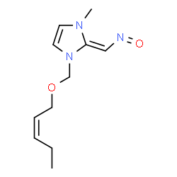 ChemSpider 2D Image | (2E)-1-Methyl-2-(nitrosomethylene)-3-{[(2Z)-2-penten-1-yloxy]methyl}-2,3-dihydro-1H-imidazole | C11H17N3O2