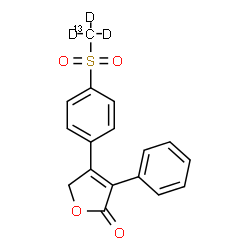 ChemSpider 2D Image | 4-{4-[(~13~C,~2~H_3_)Methylsulfonyl]phenyl}-3-phenyl-2(5H)-furanone | C17H11D3O4S