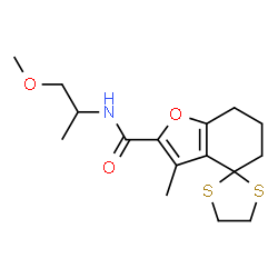 ChemSpider 2D Image | N-(1-Methoxy-2-propanyl)-3-methyl-6,7-dihydro-5H-spiro[1-benzofuran-4,2'-[1,3]dithiolane]-2-carboxamide | C16H23NO3S2