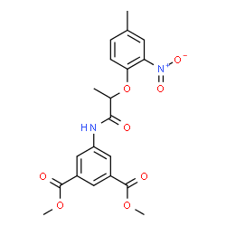 ChemSpider 2D Image | Dimethyl 5-{[2-(4-methyl-2-nitrophenoxy)propanoyl]amino}isophthalate | C20H20N2O8