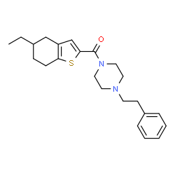 ChemSpider 2D Image | (5-Ethyl-4,5,6,7-tetrahydro-1-benzothiophen-2-yl)[4-(2-phenylethyl)-1-piperazinyl]methanone | C23H30N2OS