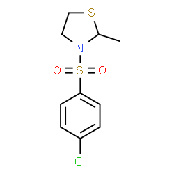 ChemSpider 2D Image | 3-[(4-Chlorophenyl)sulfonyl]-2-methyl-1,3-thiazolidine | C10H12ClNO2S2