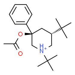 ChemSpider 2D Image | (3R,5R)-3-Acetoxy-1,5-bis(2-methyl-2-propanyl)-3-phenylpiperidinium | C21H34NO2