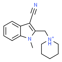 ChemSpider 2D Image | 1-[(3-Cyano-1-methyl-1H-indol-2-yl)methyl]piperidinium | C16H20N3