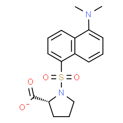 ChemSpider 2D Image | (2R)-1-{[5-(Dimethylamino)-1-naphthyl]sulfonyl}-2-pyrrolidinecarboxylate | C17H19N2O4S