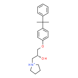 ChemSpider 2D Image | 1-{(2R)-2-Hydroxy-3-[4-(2-phenyl-2-propanyl)phenoxy]propyl}pyrrolidinium | C22H30NO2