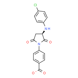 ChemSpider 2D Image | 4-{(3R)-3-[(4-Chlorophenyl)amino]-2,5-dioxo-1-pyrrolidinyl}benzoate | C17H12ClN2O4