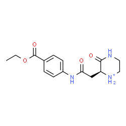 ChemSpider 2D Image | (2S)-2-(2-{[4-(Ethoxycarbonyl)phenyl]amino}-2-oxoethyl)-3-oxopiperazin-1-ium | C15H20N3O4