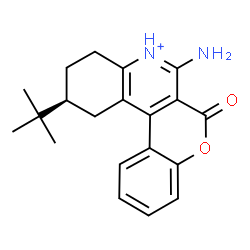 ChemSpider 2D Image | (11S)-7-Amino-11-(2-methyl-2-propanyl)-6-oxo-9,10,11,12-tetrahydro-6H-chromeno[3,4-c]quinolin-8-ium | C20H23N2O2