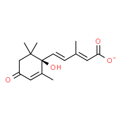 ChemSpider 2D Image | (2E,4E)-5-[(1R)-1-Hydroxy-2,6,6-trimethyl-4-oxo-2-cyclohexen-1-yl]-3-methyl-2,4-pentadienoate | C15H19O4