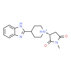 ChemSpider 2D Image | 4-(1H-Benzimidazol-2-yl)-1-[(3R)-1-methyl-2,5-dioxo-3-pyrrolidinyl]piperidinium | C17H21N4O2