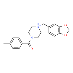 ChemSpider 2D Image | 1-(1,3-Benzodioxol-5-ylmethyl)-4-(4-methylbenzoyl)piperazin-1-ium | C20H23N2O3