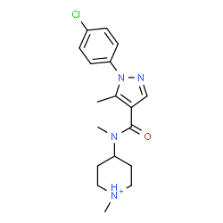 ChemSpider 2D Image | 4-[{[1-(4-Chlorophenyl)-5-methyl-1H-pyrazol-4-yl]carbonyl}(methyl)amino]-1-methylpiperidinium | C18H24ClN4O