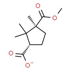 ChemSpider 2D Image | (1S,3S)-3-(Methoxycarbonyl)-2,2,3-trimethylcyclopentanecarboxylate | C11H17O4