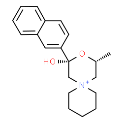 ChemSpider 2D Image | (2R,4R)-2-Hydroxy-4-methyl-2-(2-naphthyl)-3-oxa-6-azoniaspiro[5.5]undecane | C20H26NO2
