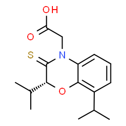 ChemSpider 2D Image | [(2R)-2,8-Diisopropyl-3-thioxo-2,3-dihydro-4H-1,4-benzoxazin-4-yl]acetic acid | C16H21NO3S