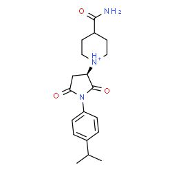 ChemSpider 2D Image | 4-Carbamoyl-1-[(3R)-1-(4-isopropylphenyl)-2,5-dioxo-3-pyrrolidinyl]piperidinium | C19H26N3O3