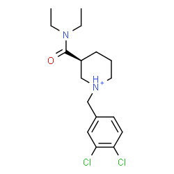 ChemSpider 2D Image | (3S)-1-(3,4-Dichlorobenzyl)-3-(diethylcarbamoyl)piperidinium | C17H25Cl2N2O