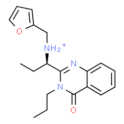 ChemSpider 2D Image | (1R)-N-(2-Furylmethyl)-1-(4-oxo-3-propyl-3,4-dihydro-2-quinazolinyl)-1-propanaminium | C19H24N3O2