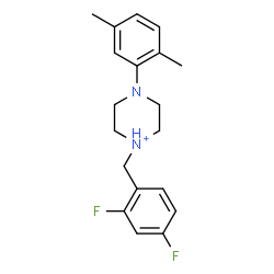 ChemSpider 2D Image | 1-(2,4-Difluorobenzyl)-4-(2,5-dimethylphenyl)piperazin-1-ium | C19H23F2N2