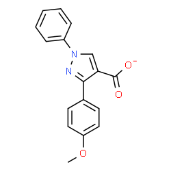 ChemSpider 2D Image | 3-(4-Methoxyphenyl)-1-phenyl-1H-pyrazole-4-carboxylate | C17H13N2O3