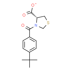 ChemSpider 2D Image | (4R)-3-[4-(2-Methyl-2-propanyl)benzoyl]-1,3-thiazolidine-4-carboxylate | C15H18NO3S