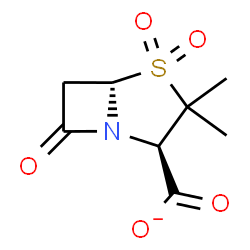 ChemSpider 2D Image | (2R,5S)-3,3-Dimethyl-7-oxo-4-thia-1-azabicyclo[3.2.0]heptane-2-carboxylate 4,4-dioxide | C8H10NO5S
