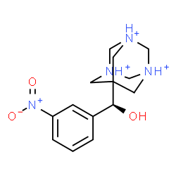 ChemSpider 2D Image | 7-[(S)-Hydroxy(3-nitrophenyl)methyl]-1,3,5-triazoniatricyclo[3.3.1.1~3,7~]decane | C14H21N4O3