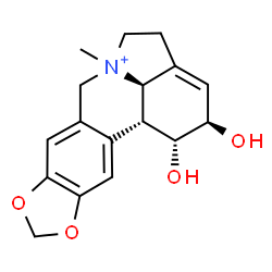 ChemSpider 2D Image | (1R,2R,12bR,12cR)-1,2-Dihydroxy-6-methyl-2,4,5,7,12b,12c-hexahydro-1H-[1,3]dioxolo[4,5-j]pyrrolo[3,2,1-de]phenanthridin-6-ium | C17H20NO4