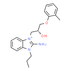 ChemSpider 2D Image | 2-Amino-3-[(2R)-2-hydroxy-3-(2-methylphenoxy)propyl]-1-propyl-1H-benzimidazol-3-ium | C20H26N3O2