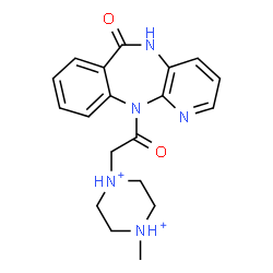 ChemSpider 2D Image | 1-Methyl-4-[2-oxo-2-(6-oxo-5,6-dihydro-11H-pyrido[2,3-b][1,4]benzodiazepin-11-yl)ethyl]piperazinediium | C19H23N5O2