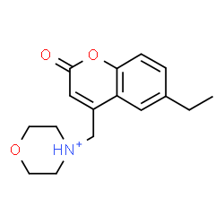 ChemSpider 2D Image | 4-[(6-Ethyl-2-oxo-2H-chromen-4-yl)methyl]morpholin-4-ium | C16H20NO3